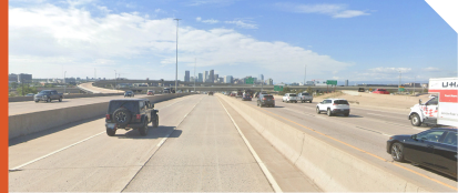 A photo of a buffer separate single managed lane on I-25 Southbound at US 36.